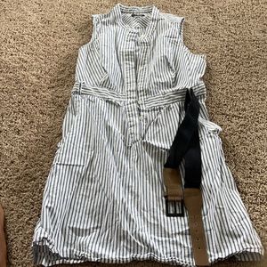 Light blue and white sleeveless dress